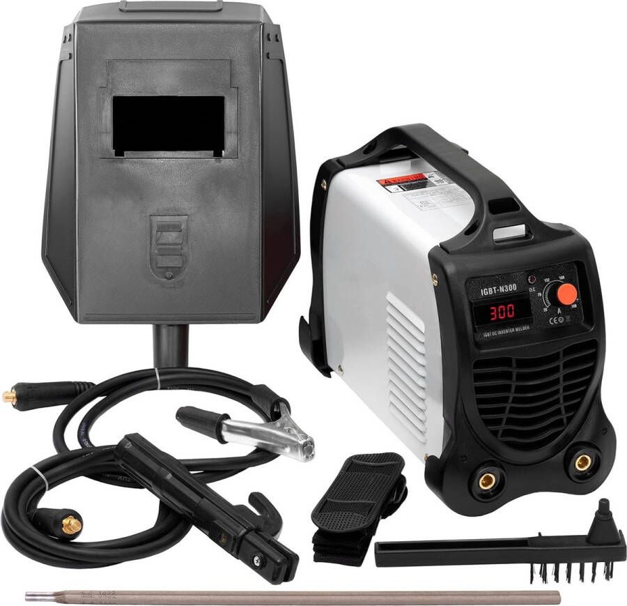 Royalty line IGBTN350 Draagbare Elektrode Lasapparaat IGBT Inverter Technologie Met Digitaal Display Incl. Laskap Bikhamer en Borstel RVS Zwart