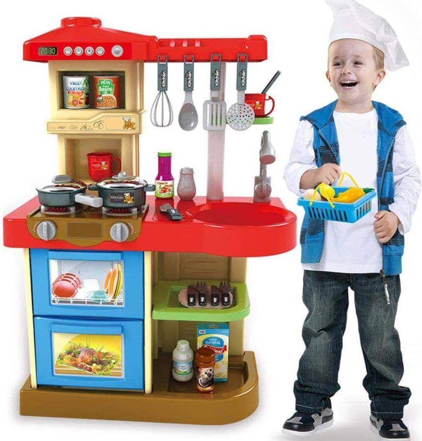 Royalty line Keuken Speelgoed Kinderkeuken Met Oven Bedieningsverlichting en Geluiden 30 Accessoires 52 x 26 x 72 cm Blauw