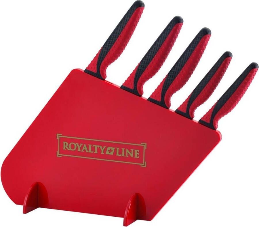 Royalty line Messenblok met Messen 5-delig Zwart en Rood Non-stick coating