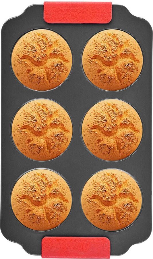 Royalty line MFN6 Cupcake Vormpjes Bakvorm met 6 Cupcakes Vormpjes Muffinvormen Met Antiaanbaklaag Met Siliconen Handgreep Zwar
