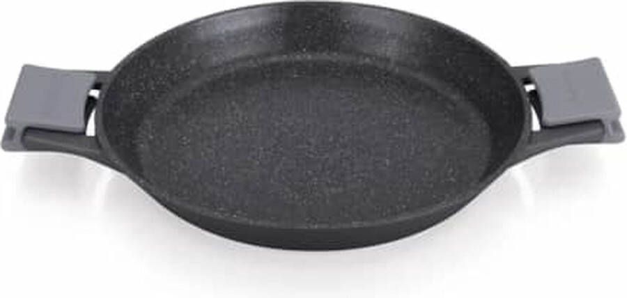 Royalty line MP32M Paellapan Inductie Paella Pan Ø 32 cm Met Afneembare Koudgrepen Voor Alle Warmtebronnen Oven-Vrij Marmer Coating Zwart