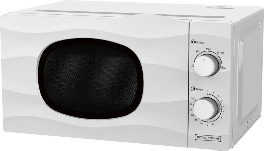 Royalty line MW20 Vrijstaande Magnetron Microgolfoven 20 Liter Microgolf Microgolfoven Met 5 Vermogensniveaus Wit
