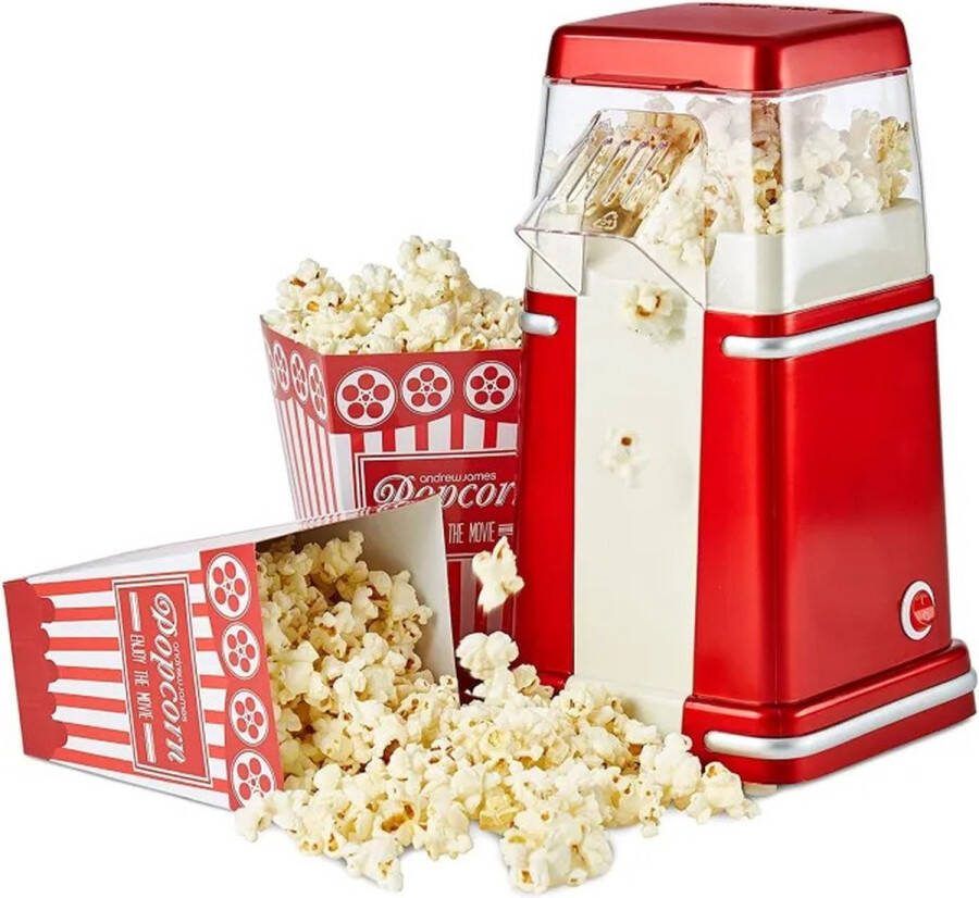 Royalty line PCM7305 Popcorn Machine Retro Hetelucht Popcornmakers 1200W Zonder Olie Popcornmaker Kinderfeestje Rood