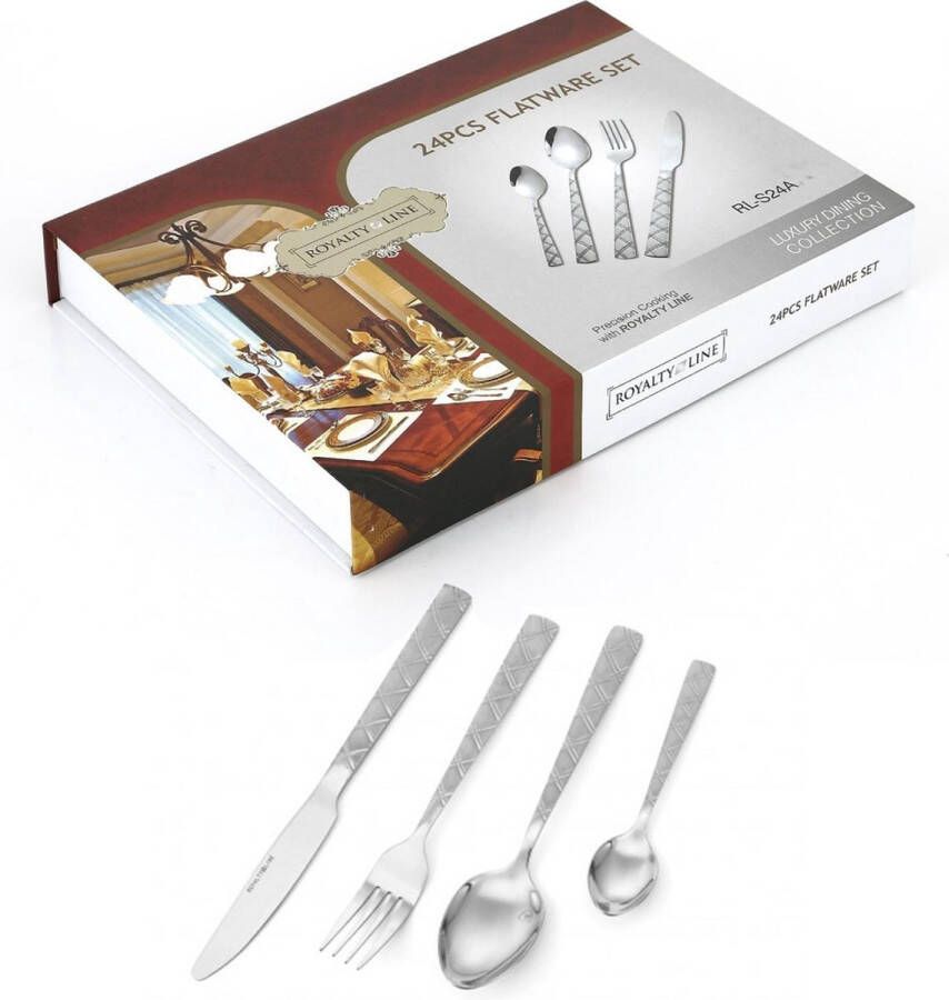 Royalty line Premium 24-Piece 18 10 Stainless Steel Cutlery Set RL-S24A