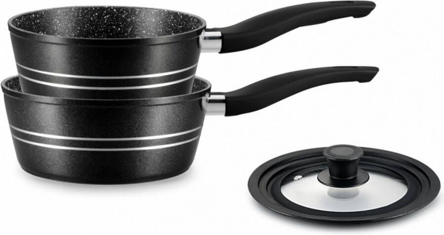 Royalty line RL-FS2M: 3 Pieces Saucepan Set with Marble Coating