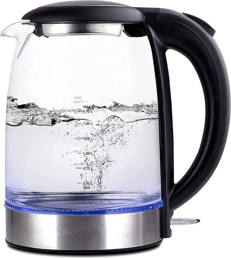 Royalty line GWK2200 Waterkoker Glas Waterkokers Met Blauw Led Verlichting 1.7 Liter 2200W RVS