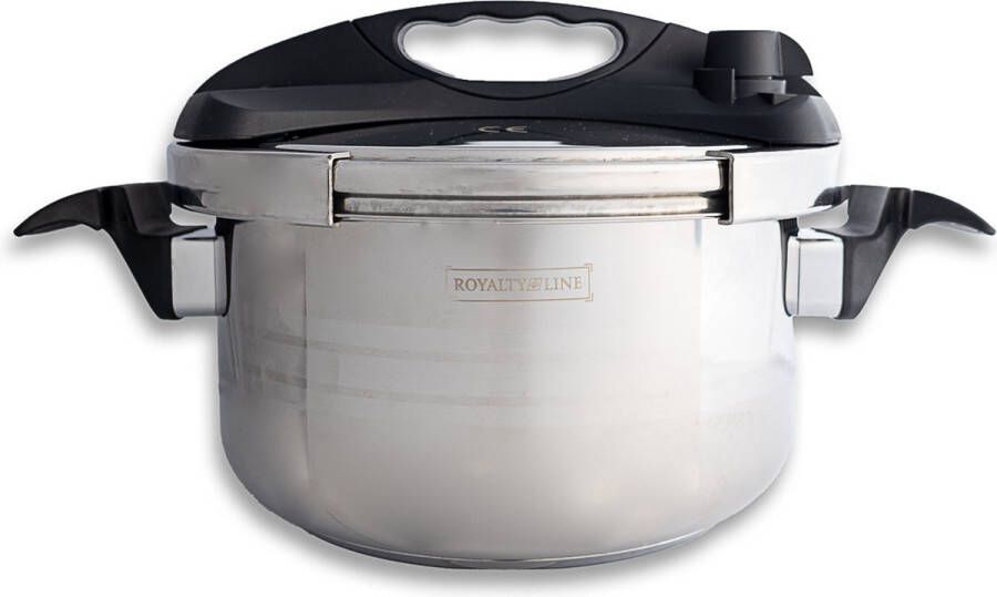 Royalty line RL24PS4L Snelkookpan Inductie 4 Liter Ø 24cm Ondiepe Snelkookpannen Voor Alle Warmtebronnen Pressure Cooker Instant koken Eenhandig Mechanisme RVS