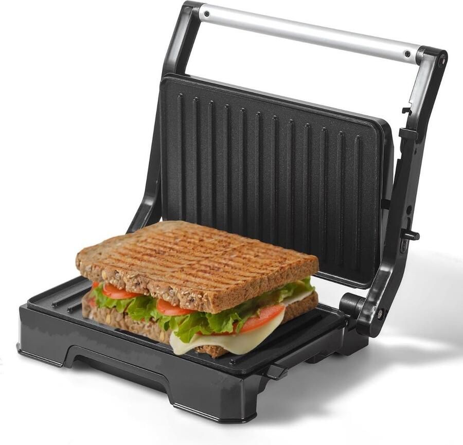Royalty line PM1000 Tosti Apparaat Kleine Contactgrill Panini Grill 1000W Toaster Grill 23 x 15 cm Tosti Ijzer Grill Apparaat Tosti Ijzers Met Zwevende Plaat Zwart