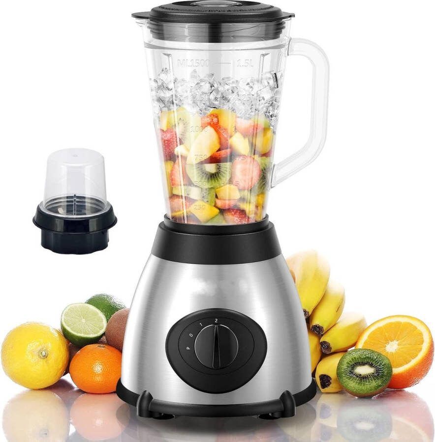 Royalty line SME600 Blender Smoothie Blender Met Grinder 800W 1.5 Liter 3 Snelheden Koffiemolen Met Glazen Kan Blender To Go RVS
