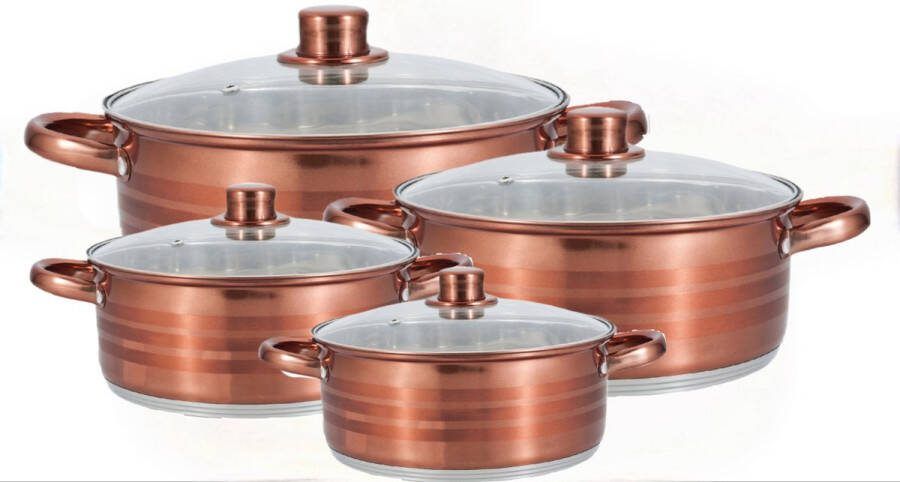 Royalty line SP7C Pannenset Inductie 8 Delige Diepe Pannenset Kookpotten 3.5 4.5 6 8 Liter Soepppan RVS Voor Alle Warmtebronnen Koper