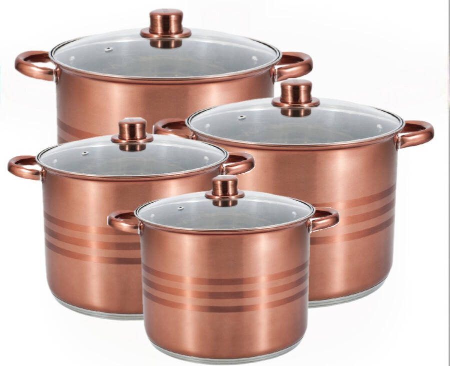 Royalty line SP8C Pannenset Inductie 8 Delige Diepe Pannenset 6.5 8 10 12.5 Liter Kookpotten 22 24 26 28 cm RVS Voor Alle Warmtebronnen Koper