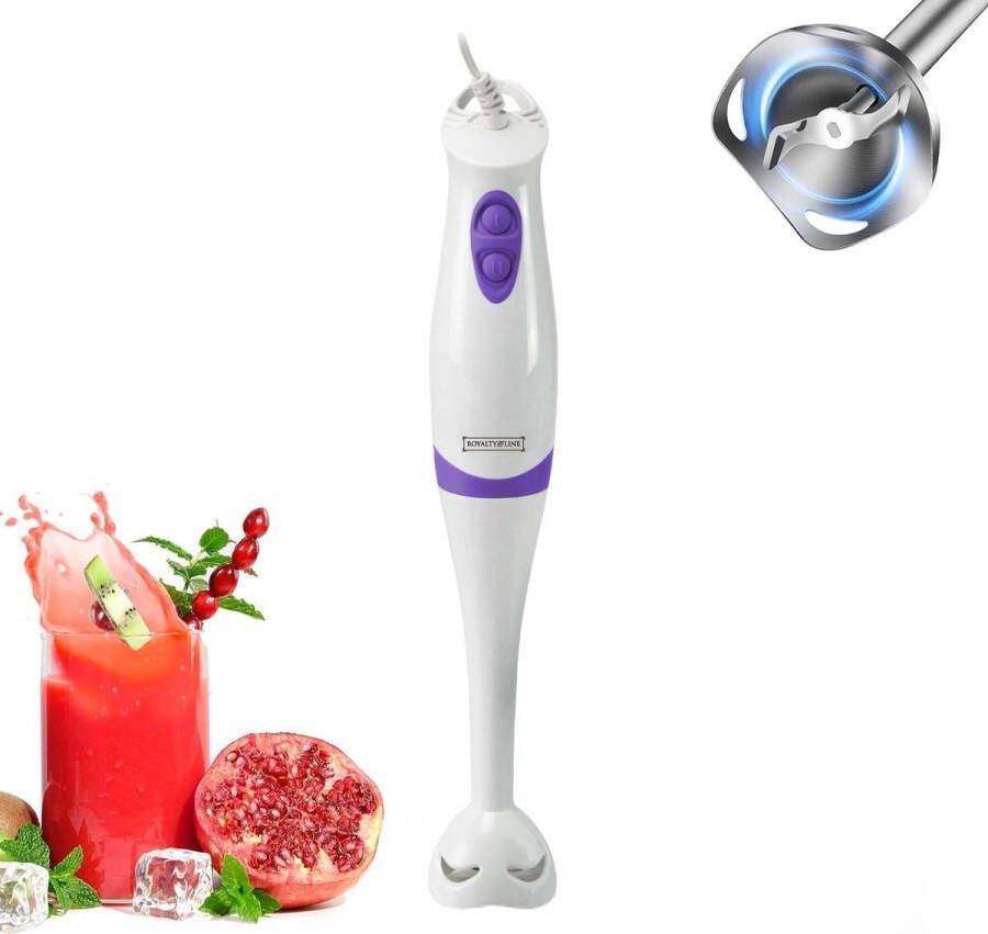 Royalty line STM250 Staafmixer 2 Snelheden & Ergonomisch Handgreep Vaatwasbestendig 250W Wit Paars