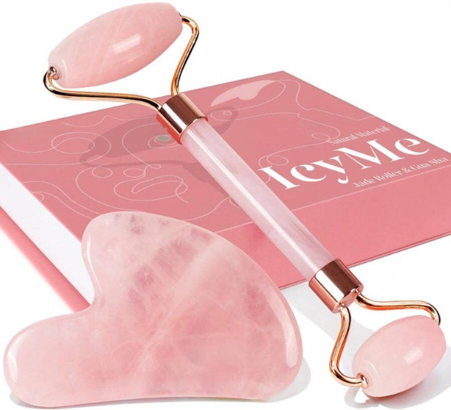 Roze Jade Roller & Gua Sha Face Roller Facial Beauty Roller Voor Huidverzorging Voor Gezicht Ogen Nek Fijne Lijntjes en Rimpels Verlichten ( nkwarts)