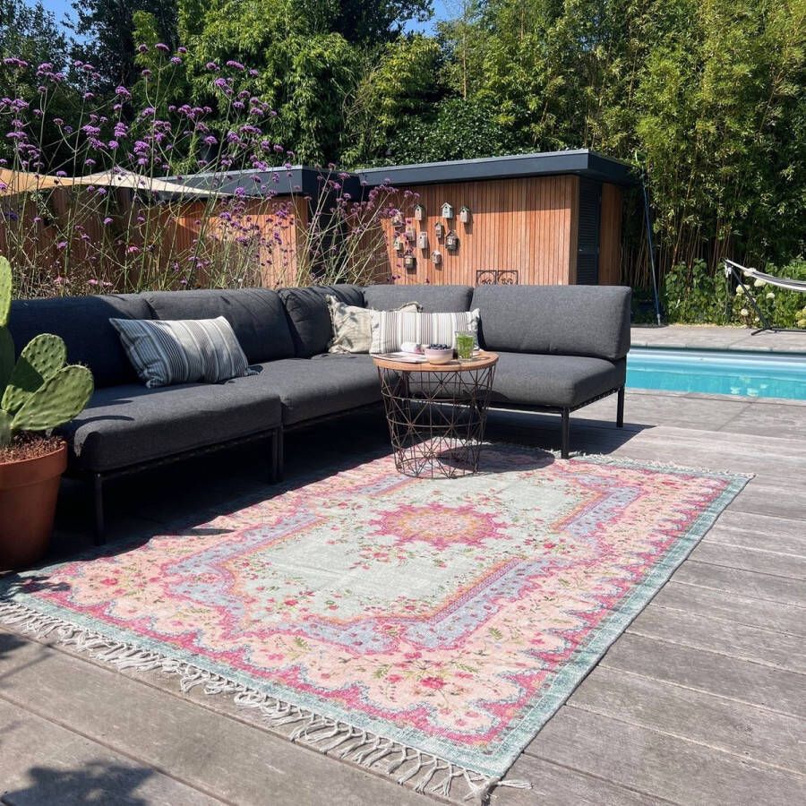 Rozenkelim Buitenkleed Tuinkleed Balkonkleed 230cm x 160cm gemaakt van PET Flessen