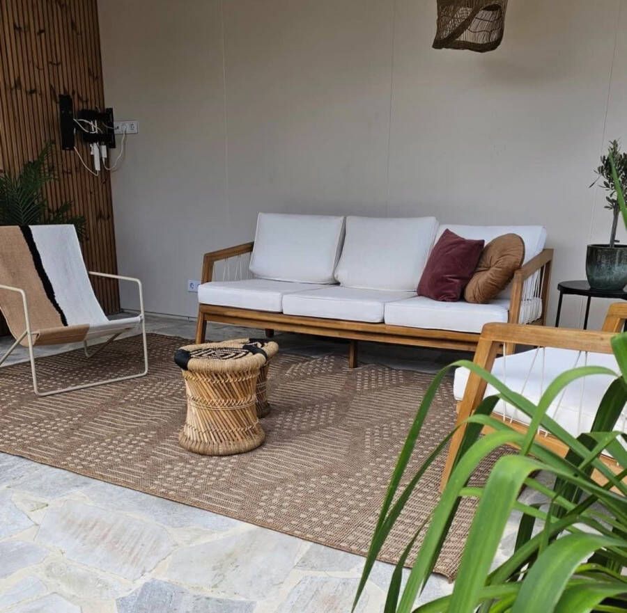 Rozenkelim Buitenvloerkleed Tuinkleed Balkonkleed Jute look 300cm x 200cm