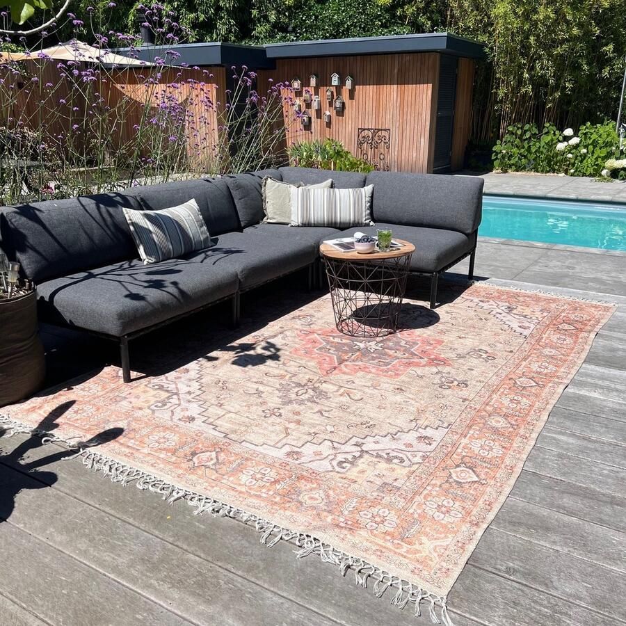 Rozenkelim Buitenkleed Tuinkleed Balkonkleed 230cm x 160cm gemaakt van PET Flessen