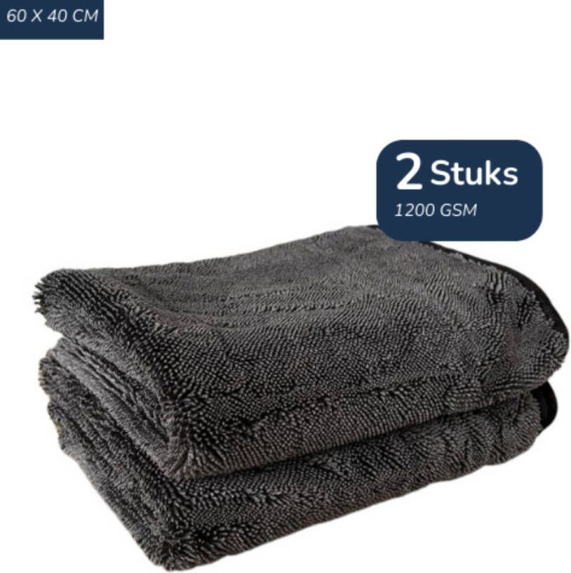 RR Sanitair 2 stuks Droogdoek badkamer Hoge kwaliteit droogdoek Streep en Kalkvrije badkamer- Droogdoek Auto Microvezeldoek Fastdry droogdoek Badkamer Auto 60x40 cm -Absorbeert 800 ml water- Snel en moeiteloos de douche streeploos droog