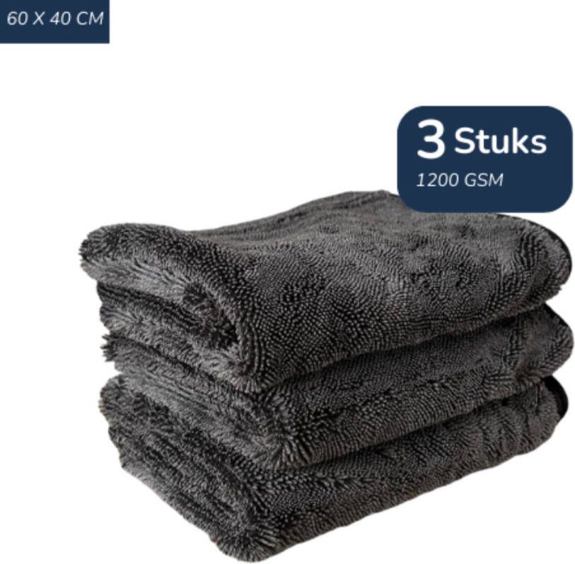 RR Sanitair 3 stuks Droogdoek badkamer Hoge kwaliteit droogdoek Streep en Kalkvrije badkamer- Droogdoek auto Microvezeldoek Fastdry droogdoek Badkamer Auto 60x40 cm -Absorbeert 800 ml water- Snel en moeiteloos de douche streeploos droog