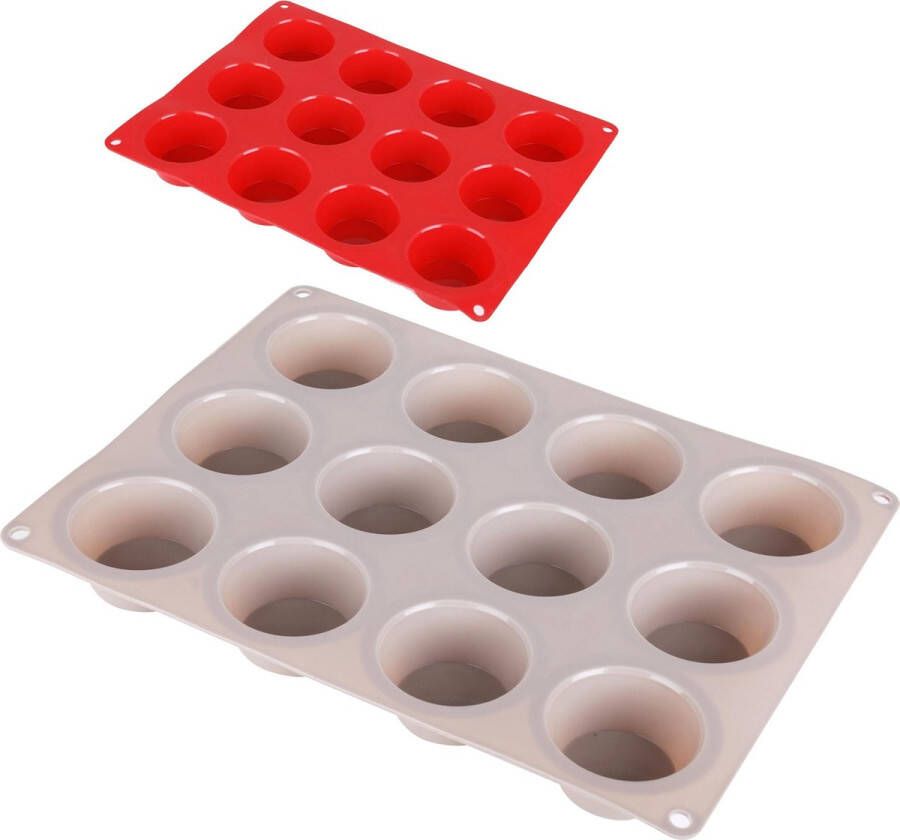 RRJ Bakvorm voor Muffins Muffinbakvorm voor 12 stuks Siliconen Set van 2
