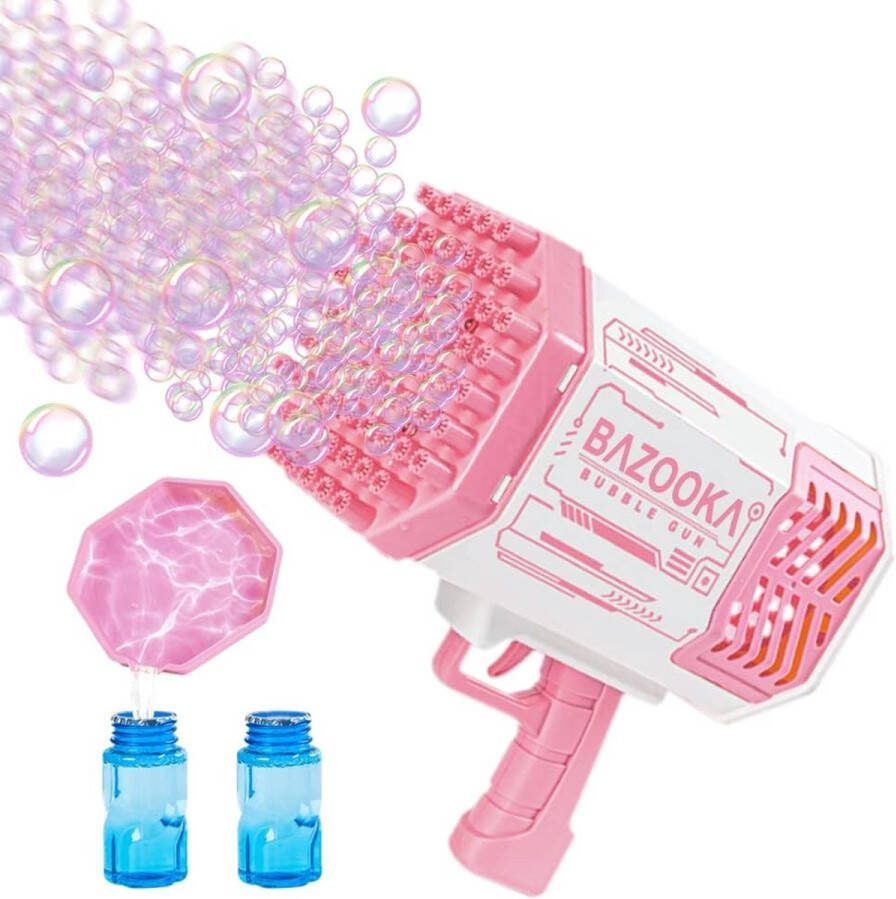 RS Goods Elektrisch Bellenblaas Pistool met 69 Schietgaten Incl. 2 Stuks Extra Bellenblaas Navulling Bellenblaas Bazooka Machine Roze