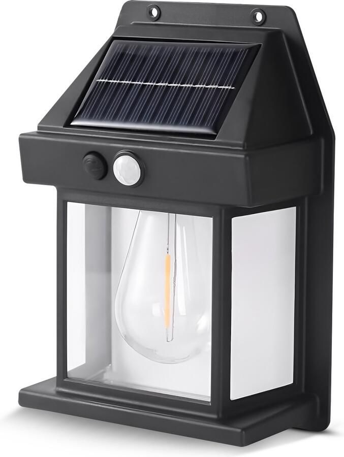 RS Goods Buitenlamp op Zonne Energie 1 Stuk Met Ingebouwde Bewegingssensor 3 Verschillende Lichtstanden Solar Tuinverlichting Buitenverlichting Zwart