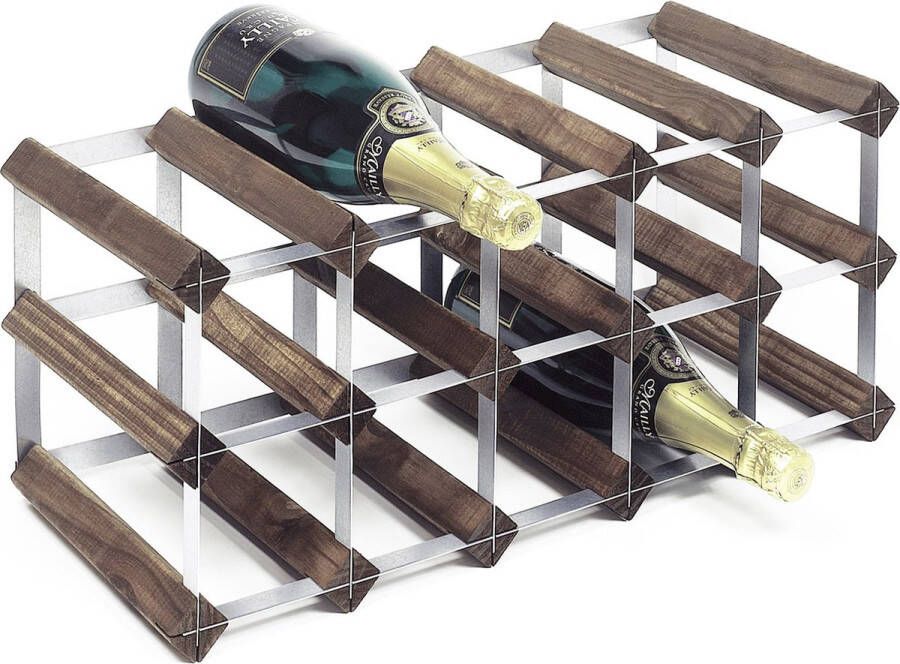 RTA Wineracks Wijnrek 15 Flessen Verzinkt Staal Donker Eiken 3x5 Zelfbouwkit