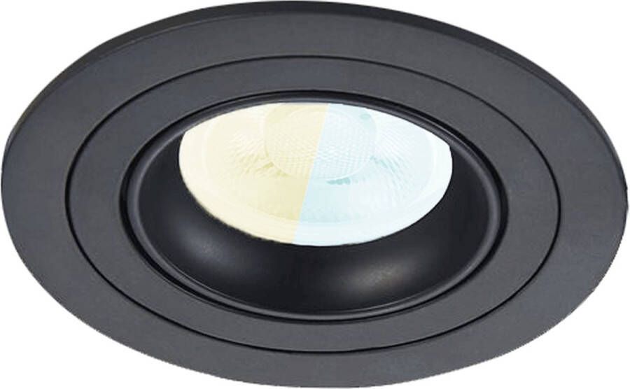 RTM Lighting Inbouwspot Jamy met Philips HUE White Ambiance inbouw spot Zwart rond Voor binnen woonkamer keuken slaapkamer IP20 GU10 Buitendiameter: 91MM boorgat: 80-82MM min. Inbouwdiepte: 70MM