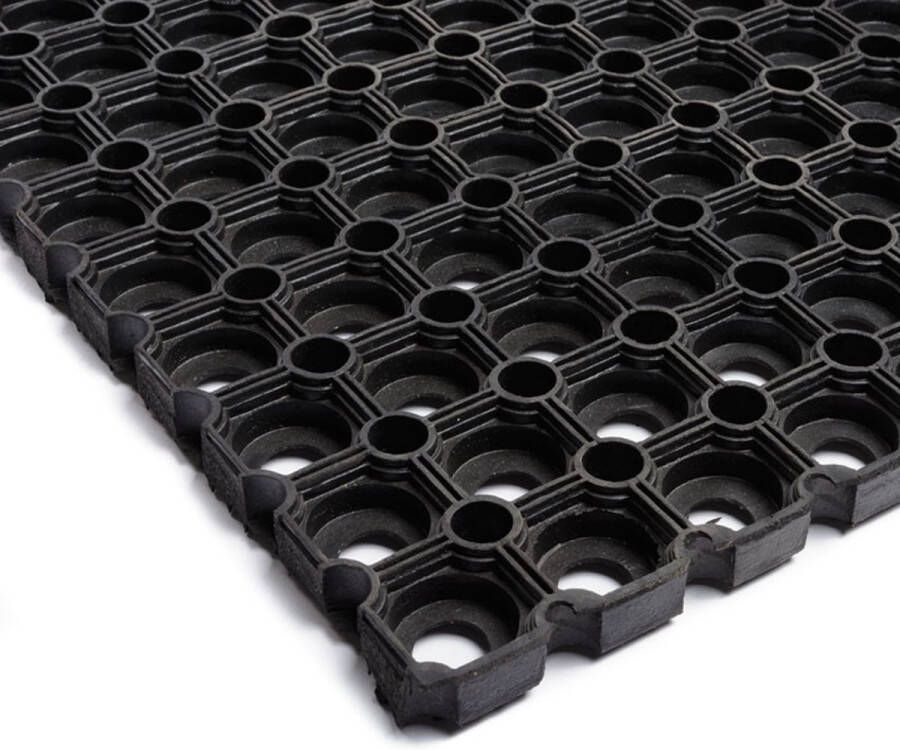 Rubbermagazijn Rubber Ringmat met Open bodem | 100x100x2 2cm Schoonloopmat