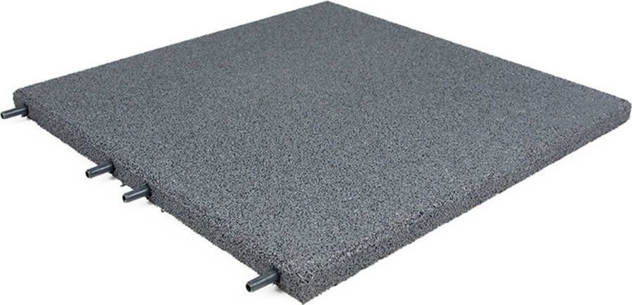 Terrastegels rubber Grijs Per 1 m² 4 stuks 50x50cm Pen Gat Dikte 3cm