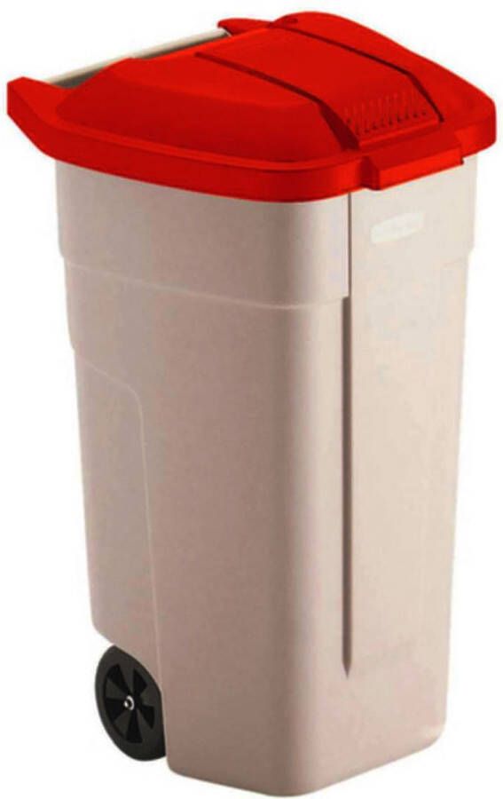 Rubbermaid Afvalbak voor buiten 100 liter beige met rood deksel