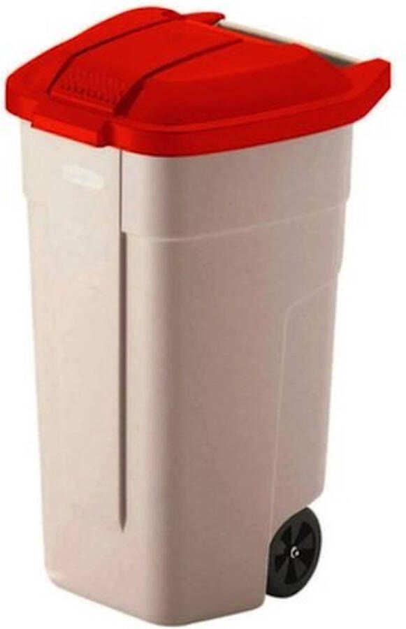 Rubbermaid Afvalbak voor buiten 100 liter beige met rood deksel