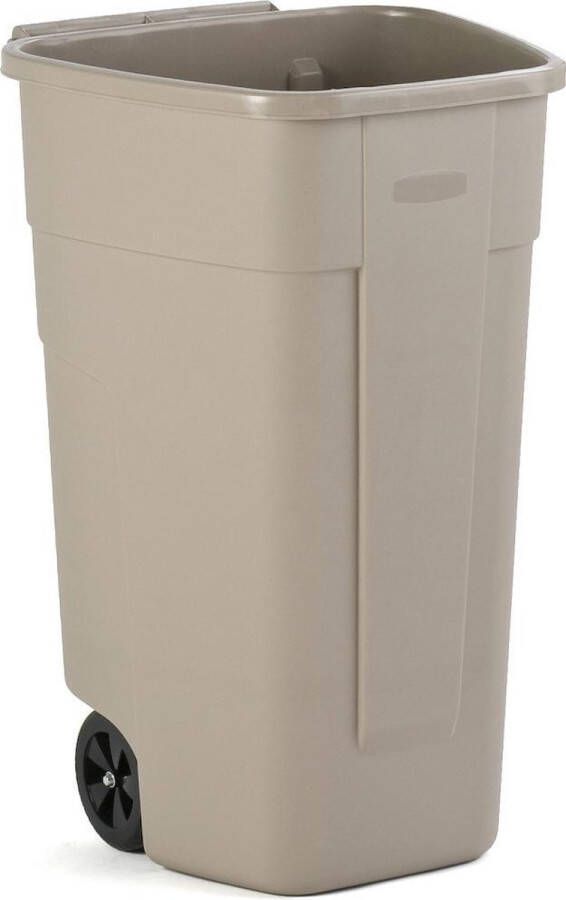 Merkloos Rubbermaid mobiele afvalcontainer Basis zonder deksel 100 liter wit