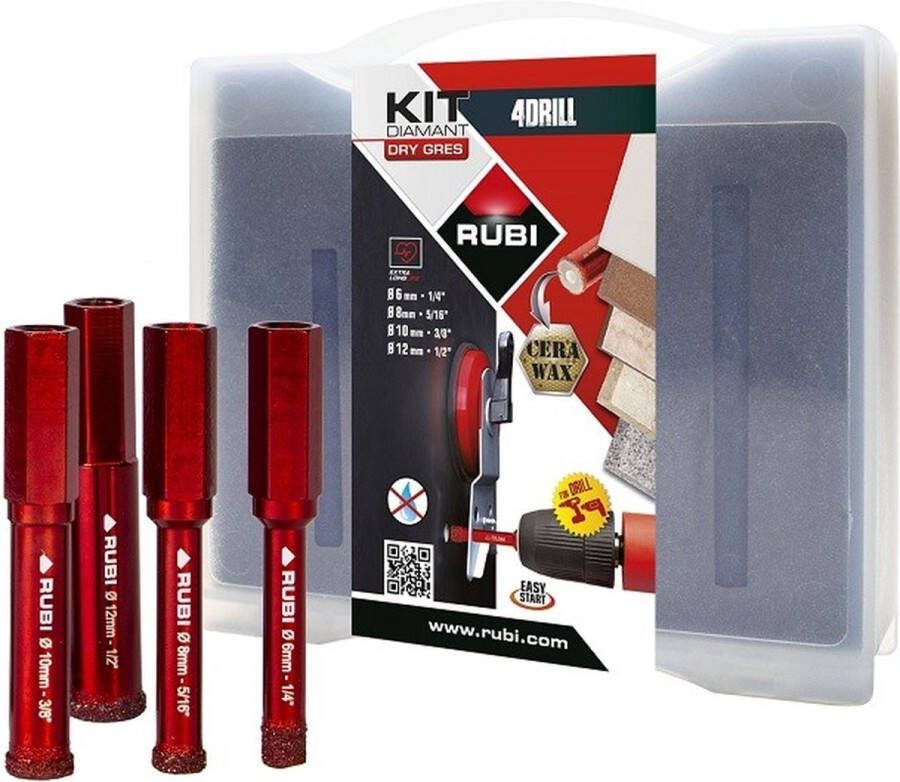 Rubi tegelboorset 6 8 10 en 12 mm HEX Diamantboor tegels
