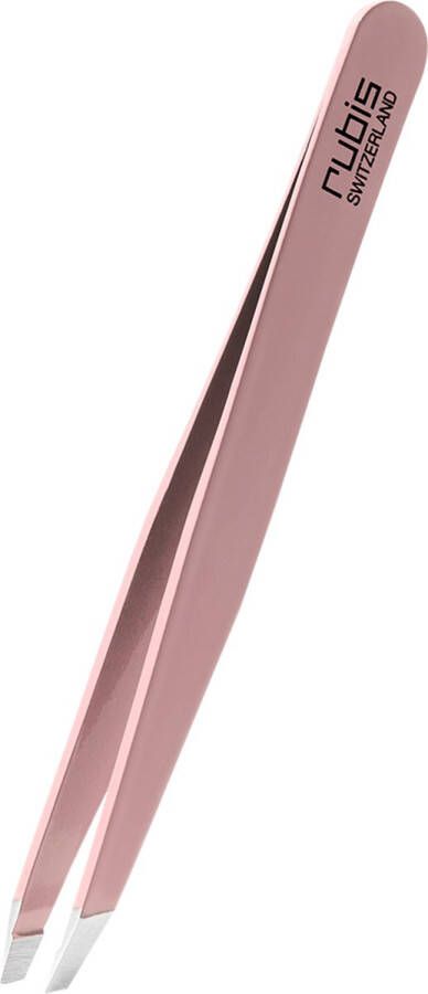 Rubis epileer pincet voor wenkbrauwen schuin professioneel pincet uit RVS met schuine punt roze