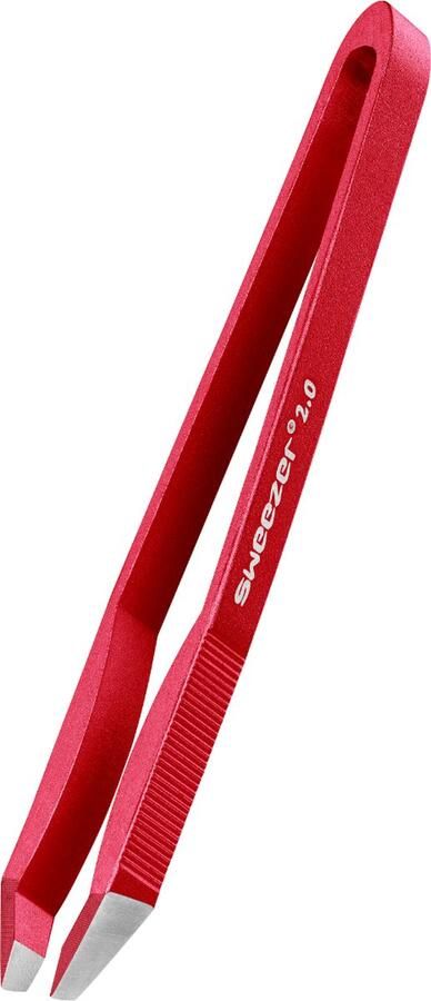 Rubis Switzerland Sweezer 2.0 Ultralicht aluminium epileer pincet voor wenkbrauwen met handgemaakte schuine punt rood