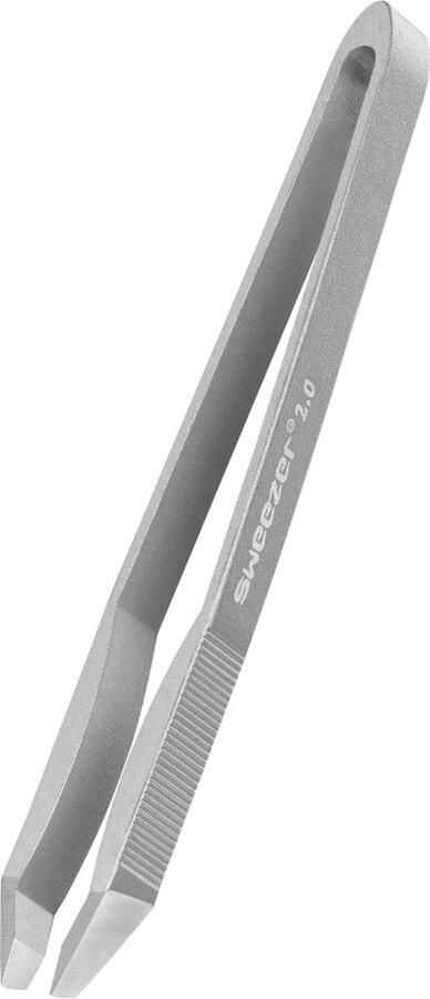 Rubis Switzerland Sweezer 2.0 Ultralicht aluminium epileer pincet voor wenkbrauwen met handgemaakte schuine punt zilver