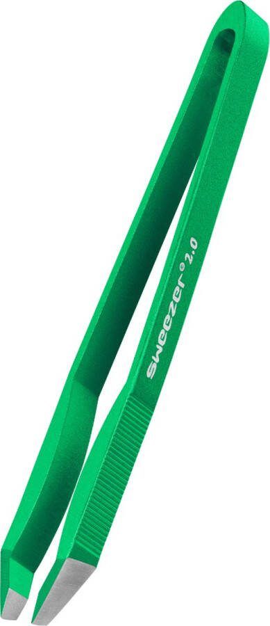 Rubis Switzerland Sweezer 2.0 Ultralicht aluminium epileer pincet voor wenkbrauwen met handgemaakte schuine punt groen