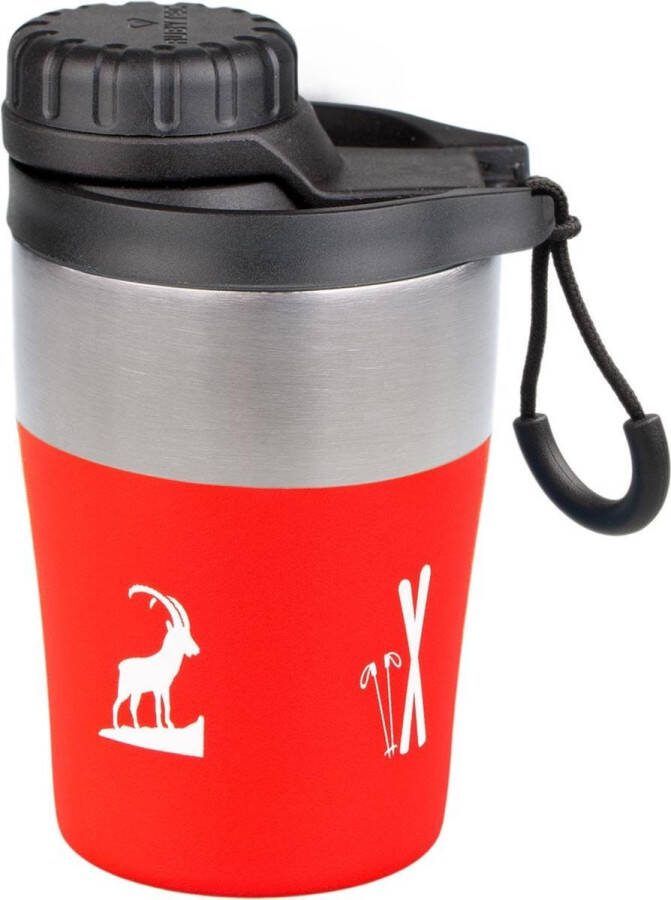 Rubytec Hotshot 200 ml Waterfles RVS Drinkfles Thermosbeker Thermosfles Urenlang Koud of Warm Drinken Rood wit