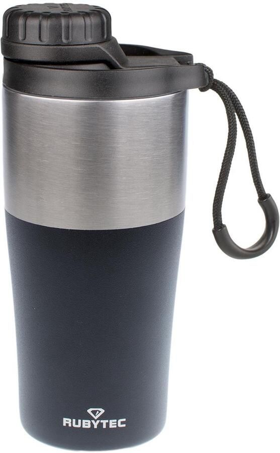 Rubytec Shira Bigshot Vacuüm Drinkfles 350 ml Waterfles RVS Drinkfles Thermosbeker Handige Drinktuit -Thermosfles Urenlang Koud of Warm Drinken Lekvrij BPA-vrij Zwart