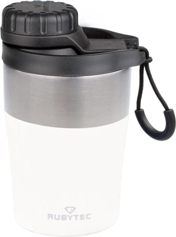 Rubytec Shira Hotshot 200 ml Waterfles RVS Drinkfles Thermosbeker Handige Drinktuit Thermosfles Urenlang Koud Drinken Lekvrij RVS polypropeen Wit