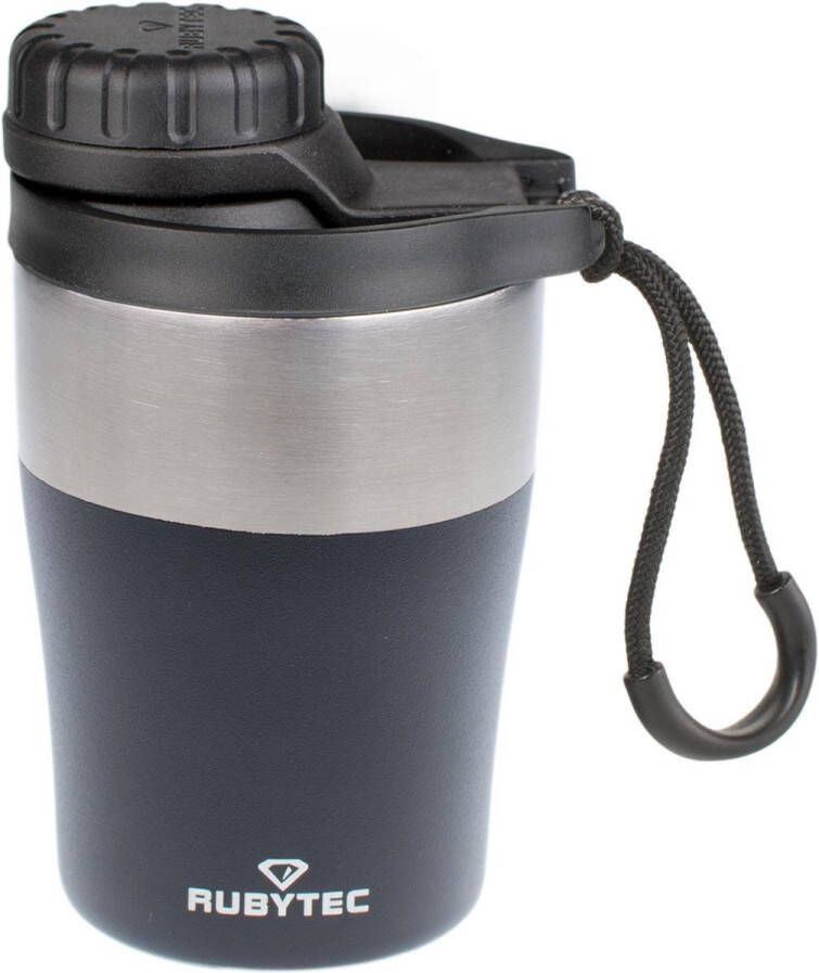 Rubytec Shira Hotshot Vacuüm Drinkfles 200 ml Waterfles RVS Drinkfles Thermosbeker Handige Drinktuit Thermosfles Urenlang Koud of Warm Drinken Lekvrij Zwart