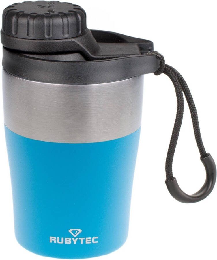 Rubytec Shira Hotshot Vacuüm Drinkfles 200 ml Waterfles RVS Drinkfles Thermosbeker Handige Drinktuit Thermosfles Urenlang Koud of Warm Drinken Lekvrij Blauw