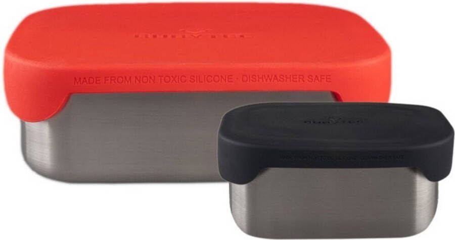 Rubytec Superhero Duo Lunchbox 0 8 L + 0 3 L RVS Broodtrommel Vaatwasserbestendig Inclusief verdeler 17.3 x 13.3 x 6.2 cm Rood