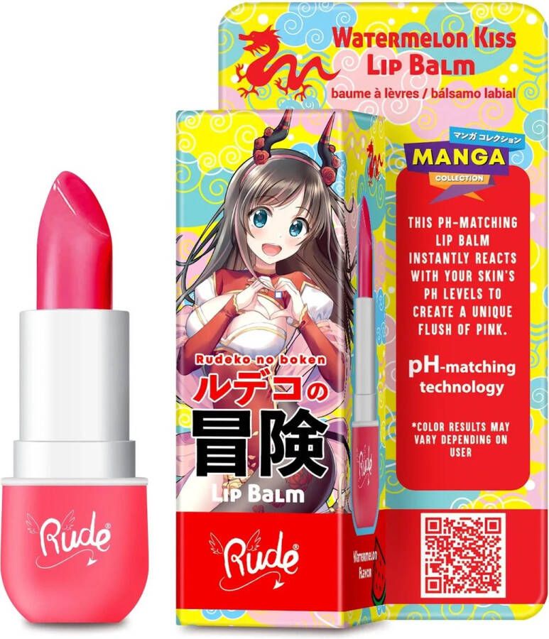 Rude Cosmetics Manga Collection Watermelon Kiss Lip Balm 38183 Roze 3.5 g