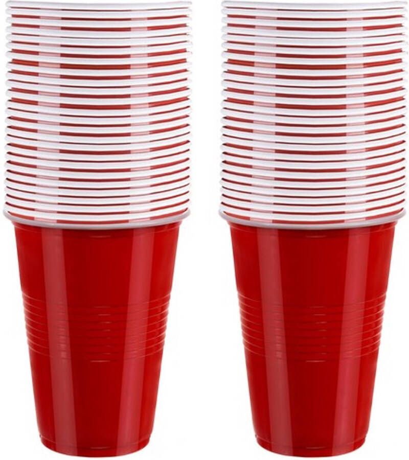 Ruhha Beerpong 50 stuk(s) Red Cups Inc. 3 Ballen Beerpong drankspel Plastic Bekers Beer Pong