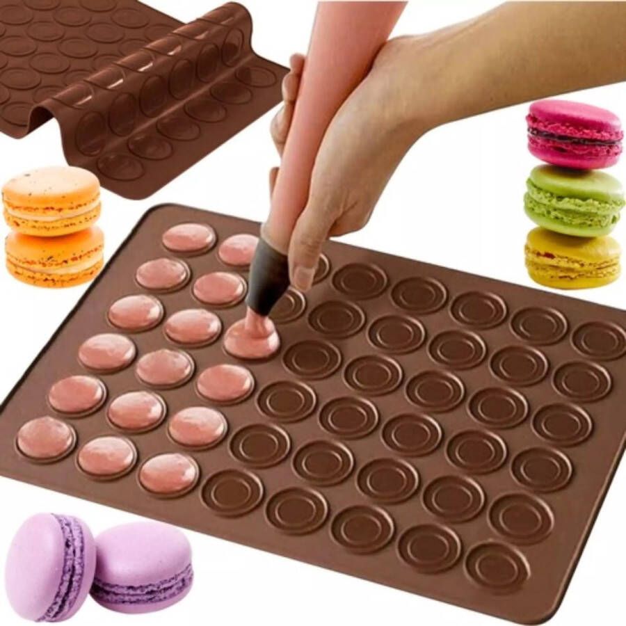 Ruhhy Siliconen Koekjesvorm Perfect voor Macarons en Koekjes 48 Ringen Bruin