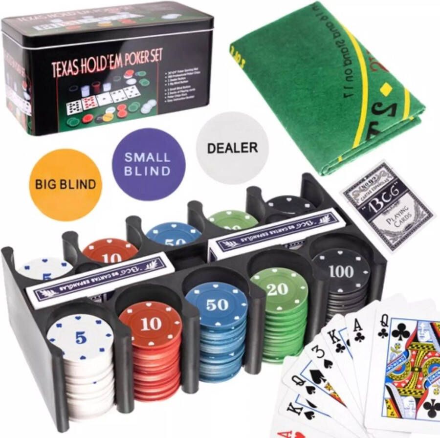 Iso trade XL Pokerset 200 chips Pokertafel Casino Style Texas Hold em