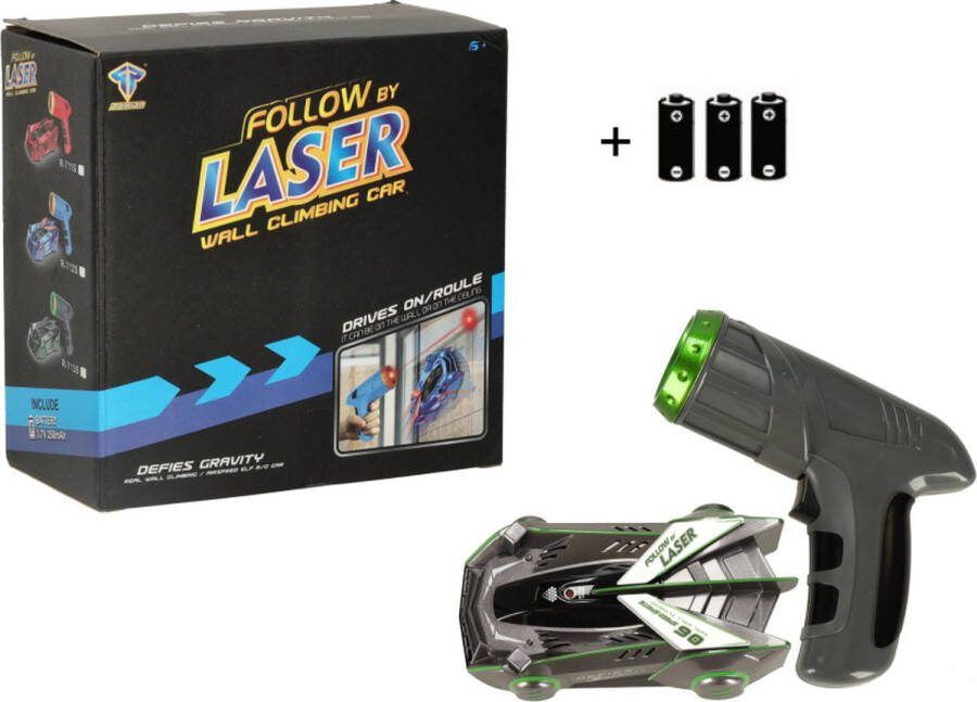 Runion Radiografisch Bestuurbare Auto Volgt de Laser inclusief Batterijen Laser Auto Volgt Lasergun Rijdt op Muur en Plafond Op Afstand Bestuurbaar