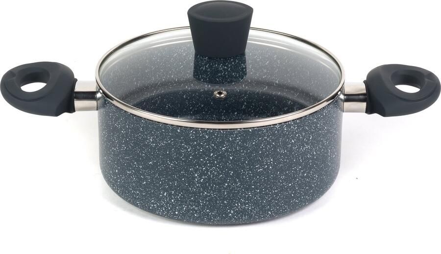 Russell Hobbs Nightfall Stone 20 cm Kookpot – Inductie Pastapot – Aluminium Soeppan – Soeppan – Glazen Deksel – Antiaanbaklaag