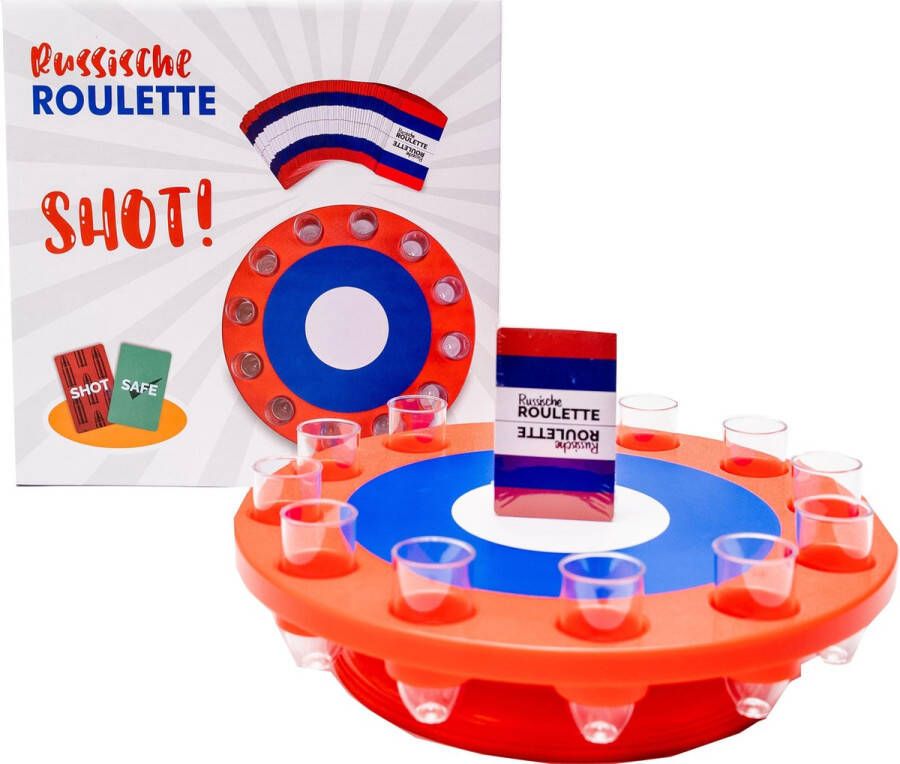 Russische Roulette spel met Rouletteschijf en Speelkaarten Drankspel Shotjes in Kogelglazen Shotglaasjes Drank spel Voor volwassenen